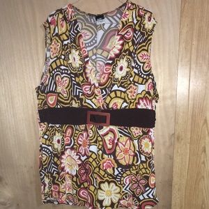 Judy Knapp Sleeveless Belted Top - Plus Size 3X